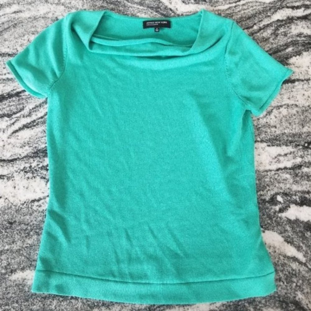(S) Jones New York Soft and Slinky, Rayon Blend Cowl Neck Short Sleeve Top